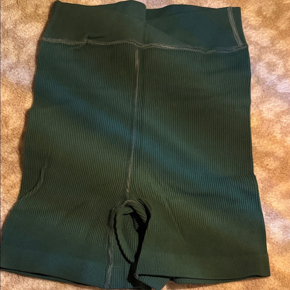 FP Movement by Free People Dark Green high wasted Ribbed Bike Shorts